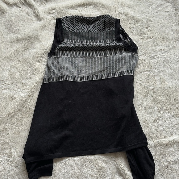 Banana Republic Black Grey Shawl Neck Open Front Hi Low Sleeveless Cardigan XS - Picture 4 of 6